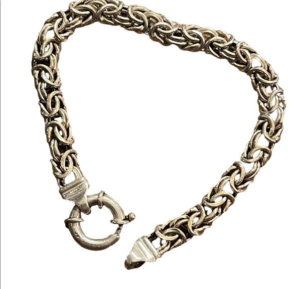 Sterling silver 925 Byzantine chainmail womens thick bracelet - Picture 6 of 13